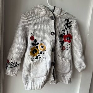 Catimini  White Knit Jacket with Floral Design